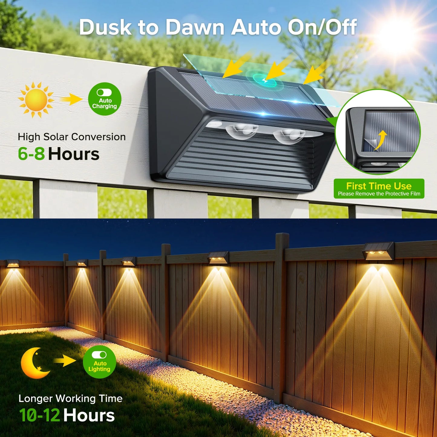4/8/12-Pack Solar Fence/Step Lights