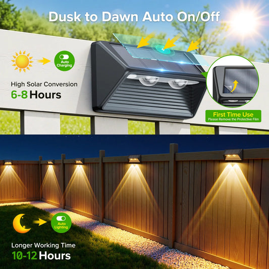 4/8/12-Pack Solar Fence/Step Lights