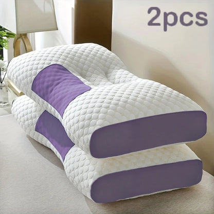 2pcs Massage Neck Pillows Adjustable Ergonomic Orthopedic Contour Support
