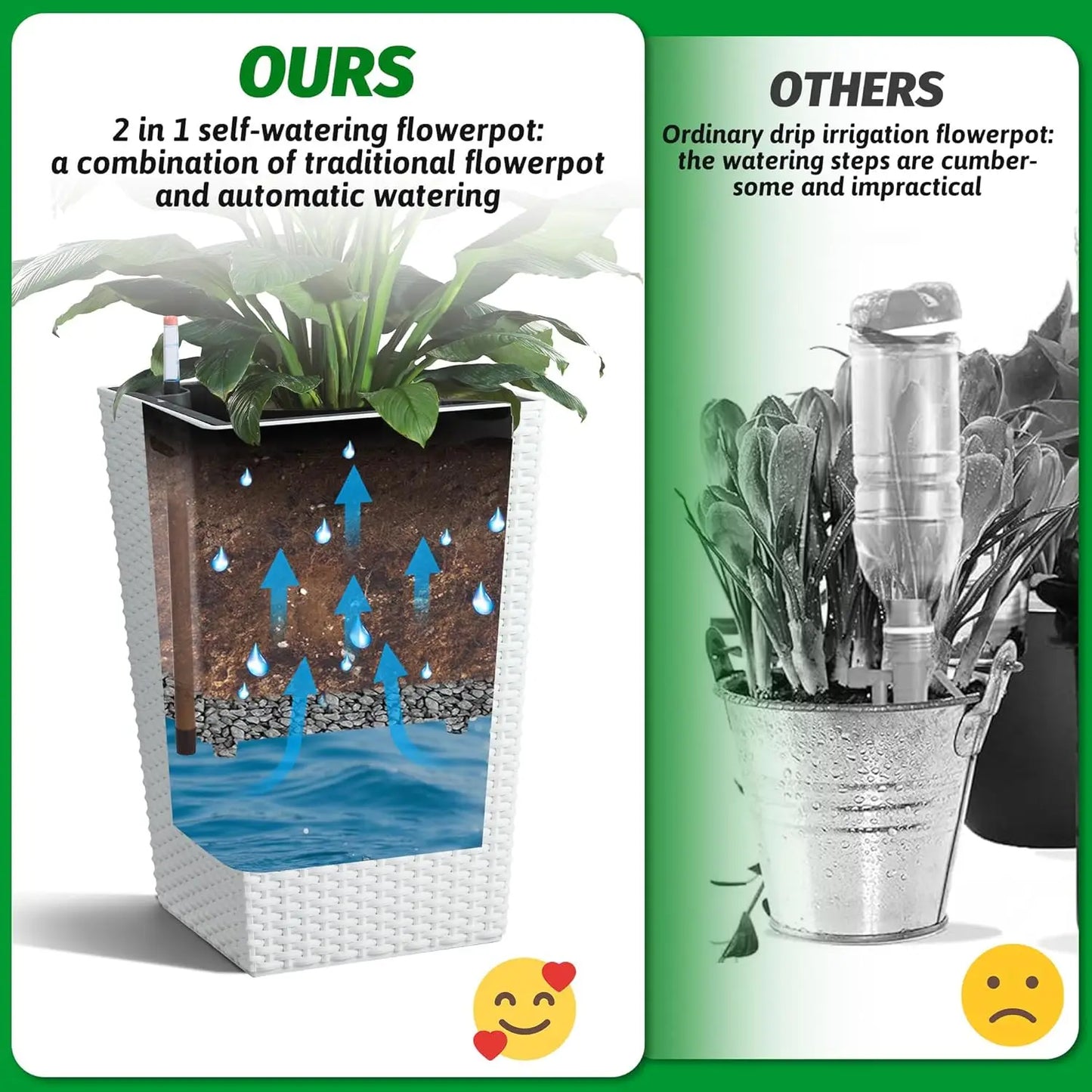 16inch/22.5inch Tall Rattan Planter Set of 2