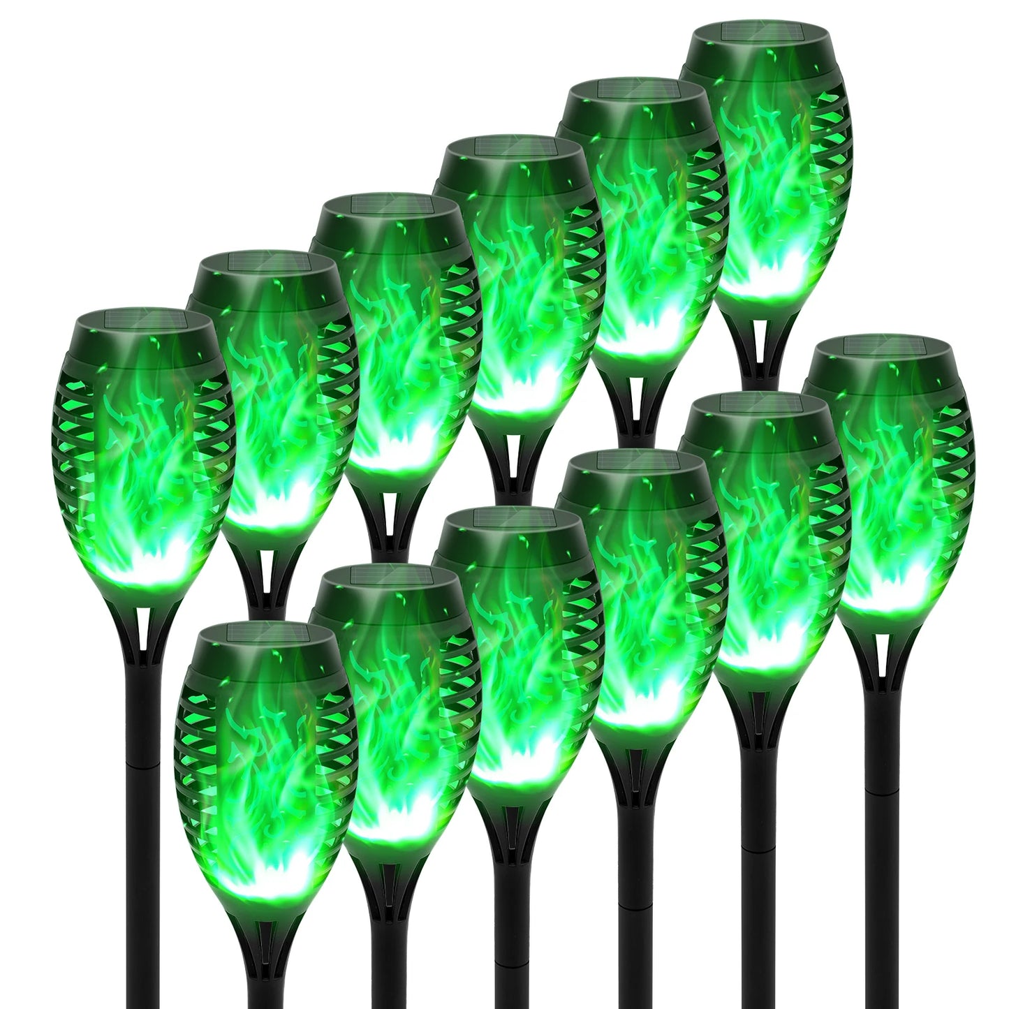 12 Piece Flickering Solar Flame Torch Light