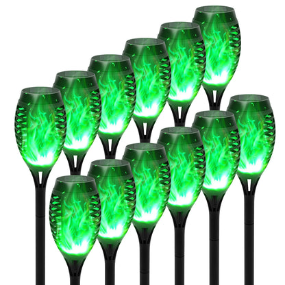 12 Piece Flickering Solar Flame Torch Light