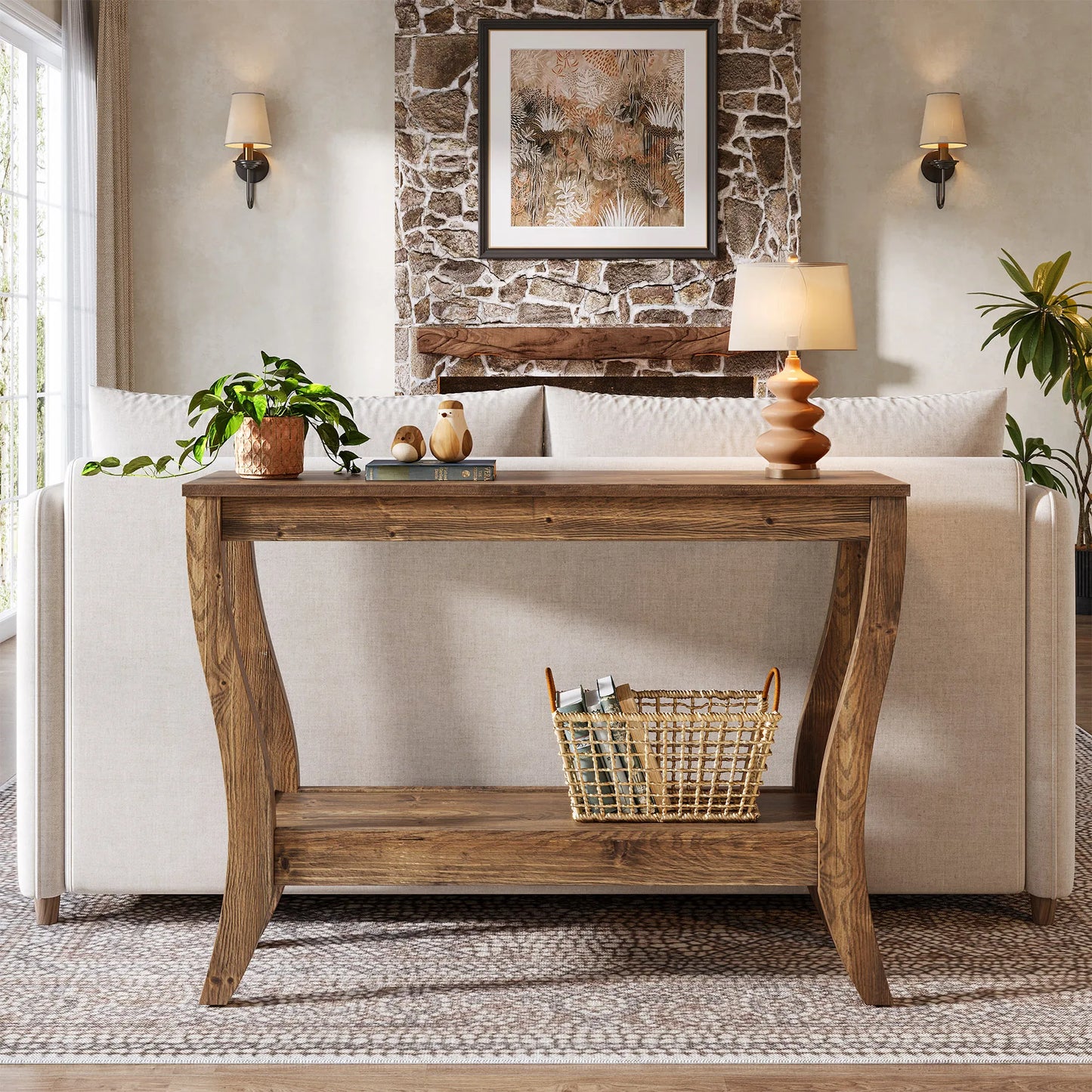 Solid Wood Console Table 41.3-Inch