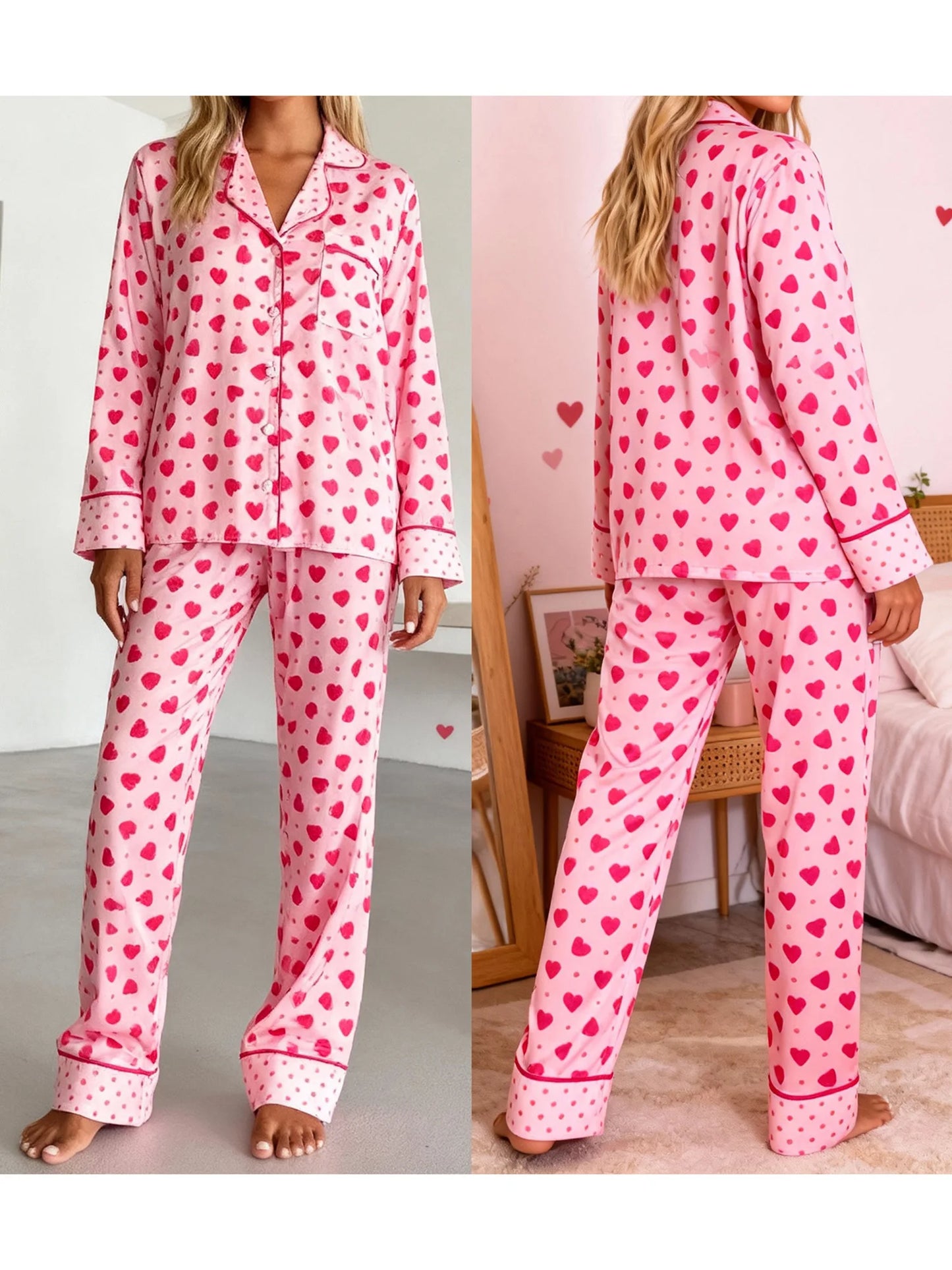 Valentine s Day Women s Pajama Set with Long Sleeve