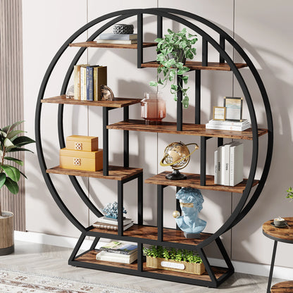 Round Bookshelves With Staggered Shelves