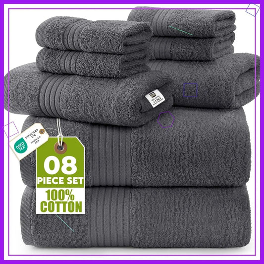8-Piece Premium Towel Set, 2 Bath, 2 Hand, 4 Washcloths