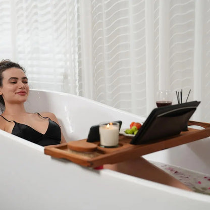 Teak Bathtub Caddy Tray Bath Tray for Tub