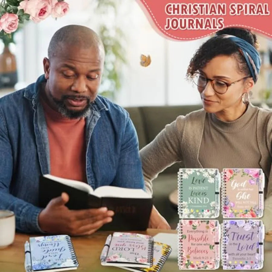 48 Pcs/24 Set Christian Prayer Journal Spiral Notebooks with Pens