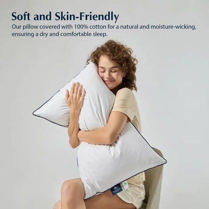 Goose Feather and Down Bed Pillows Standard Size Set of 2,