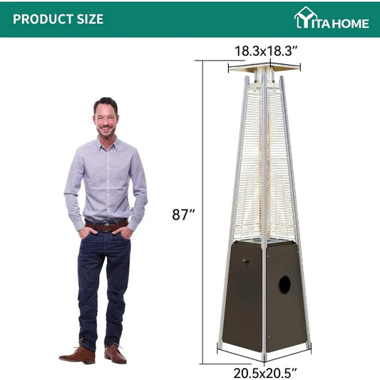 48 000 Btu Outdoor Pyramid Patio Heater with Quartz Glass Tube
