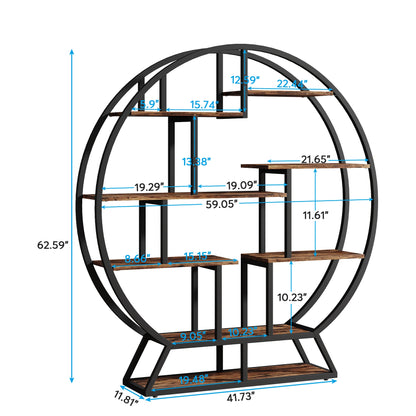 Round Bookshelves With Staggered Shelves