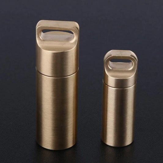 Waterproof Brass Pill Container Case Keychain