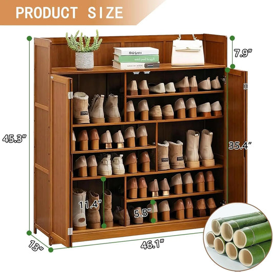 8-Tier Shoe Cabinet with Doors