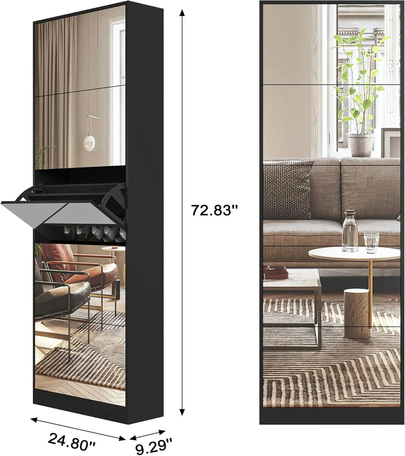 Shoe Storage Cabinet with Full Length Mirror