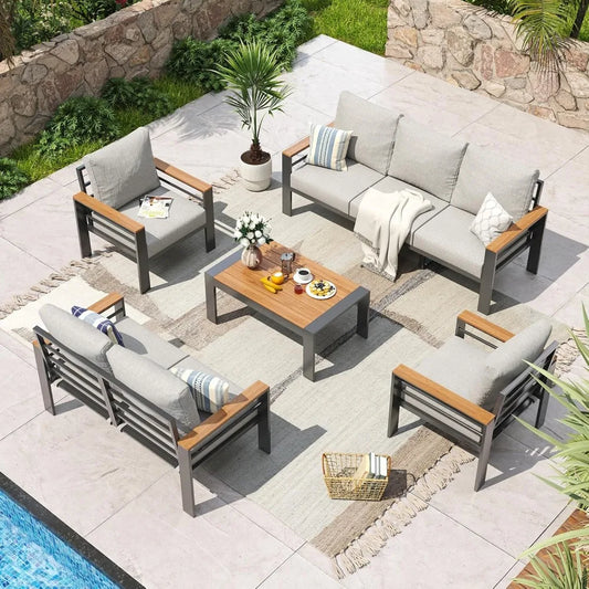 Aluminum Patio Furniture Set 7 Seats, Oversized Outdoor Sectional