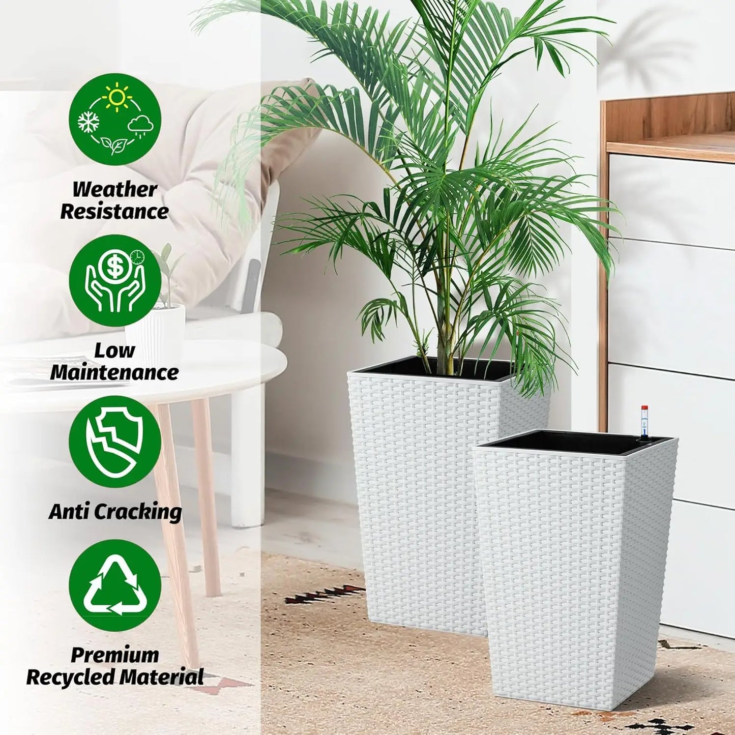 16inch/22.5inch Tall Rattan Planter Set of 2