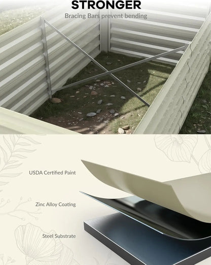 Rustproof Galvanized Raised Garden Bed Planter Box