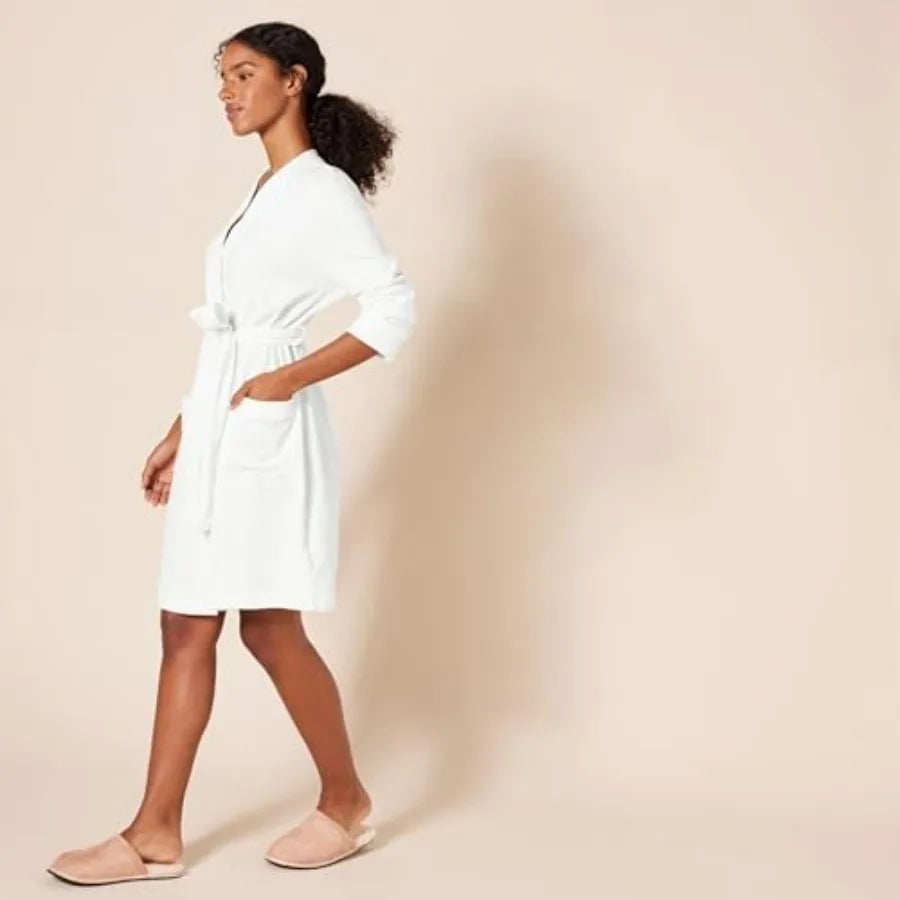 Women's Lightweight Waffle Bath Robe with Pockets