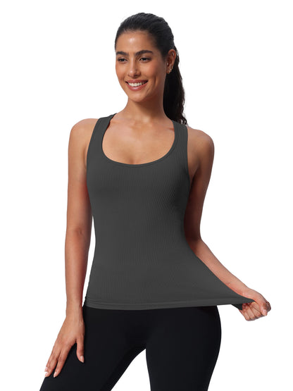 Seamless Workout Tank Top With Built in Bra