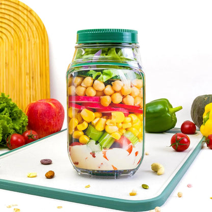 2-Pack 34oz Salad Jar Containers with Side Opening
