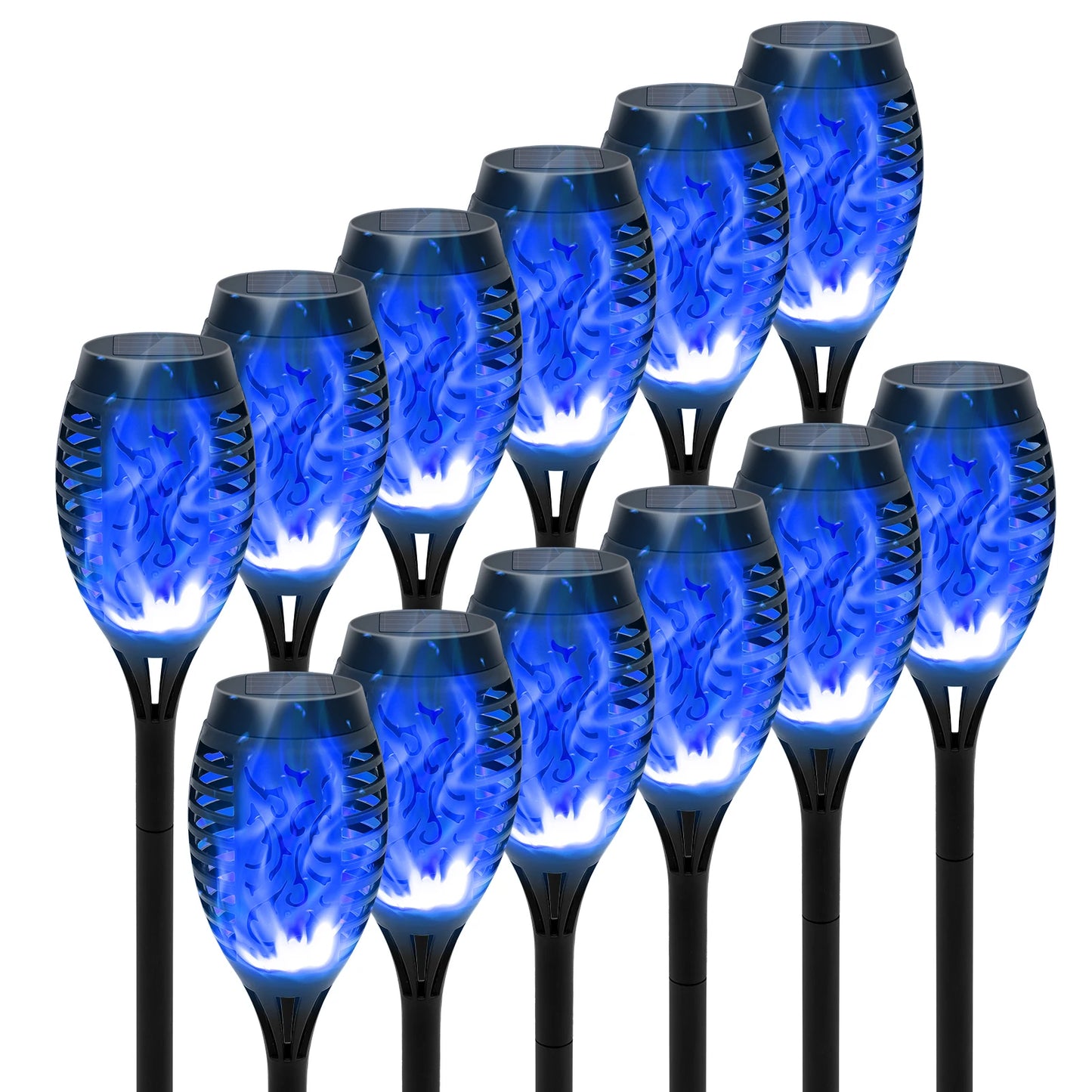 12 Piece Flickering Solar Flame Torch Light