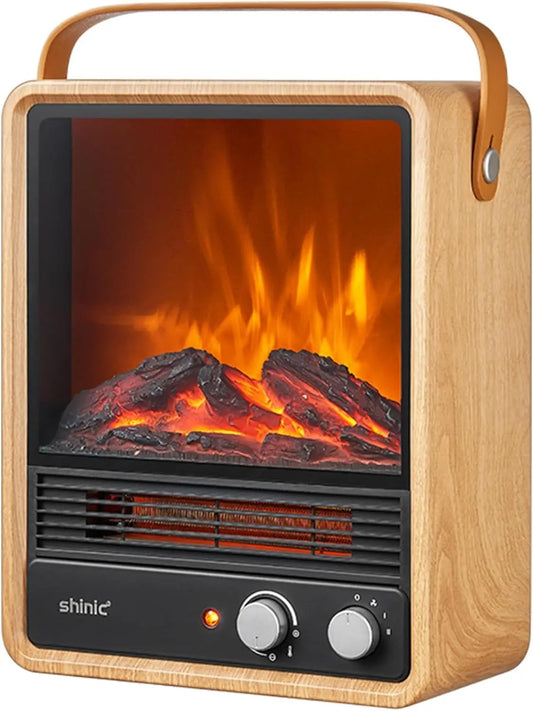 Electric Fireplace Heater with Realistic Flame & Sound