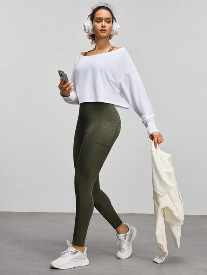High Waist Casual Fitness Leggings With Pockets