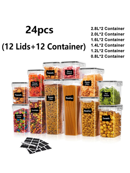 24 Piece Sealed Food Storage Containers With LIDS