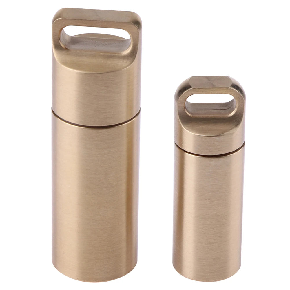 Waterproof Brass Pill Container Case Keychain