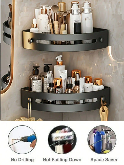 Wall Mounted Corner Bathroom Shampoo Towel Holder