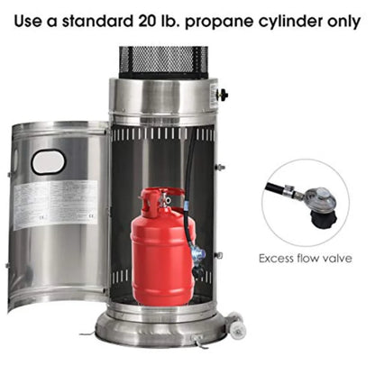 Outdoor Round Patio Heater 40000 BTU Stainless Steel Propane Heate