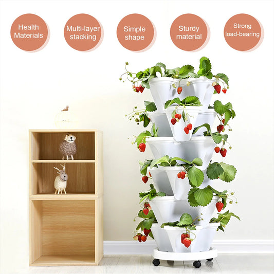 5-Layer Stackable Vertical Plant Flower Pots - Ideal For Herb Garden