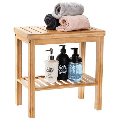 Bamboo Shower Bench With Storage Shelf