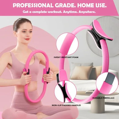 Pilates Ring Set with 14-Inch Magic Circle, Exercise Ball and 6 Resistance Bands