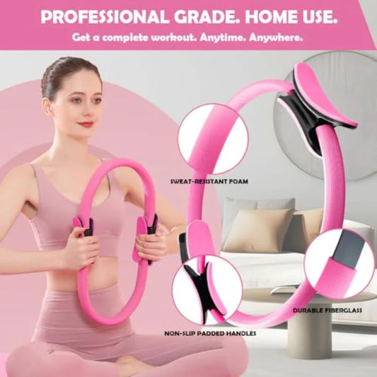Pilates Ring Set with 14-Inch Magic Circle, Exercise Ball and 6 Resistance Bands