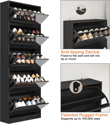 Shoe Storage Cabinet with Full Length Mirror