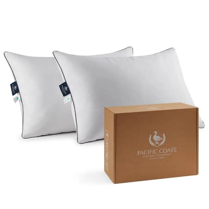 Goose Feather and Down Bed Pillows Standard Size Set of 2,