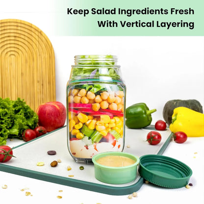2-Pack 34oz Salad Jar Containers with Side Opening
