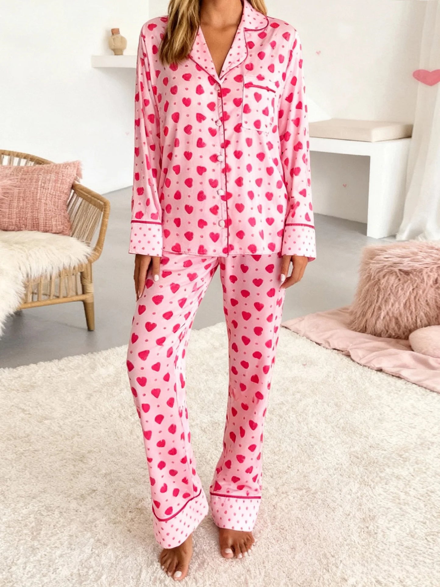 Valentine s Day Women s Pajama Set with Long Sleeve