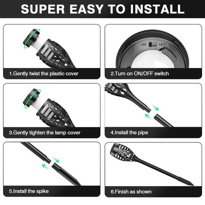12 Piece Flickering Solar Flame Torch Light