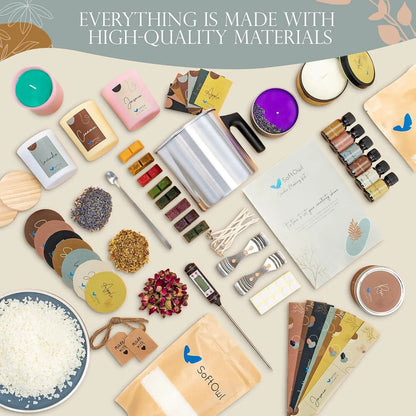 Complete Soy Candle Making Kit with Wax, Jars, Scents & Dyes
