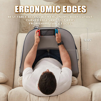 Memory Foam Lap Desk Pillow with Armrests and Pocket