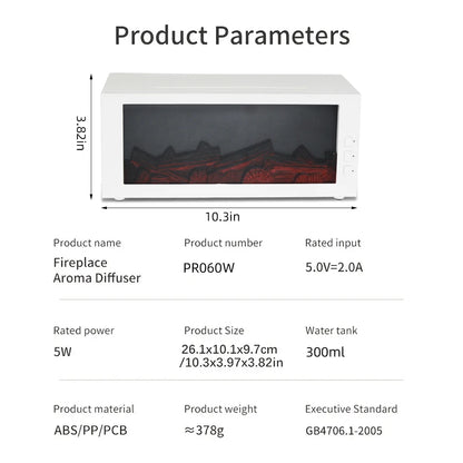 Ultra-Quiet Fireplace Essential Oil Diffuser