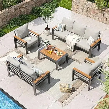 Aluminum Patio Furniture Set 7 Seats, Oversized Outdoor Sectional