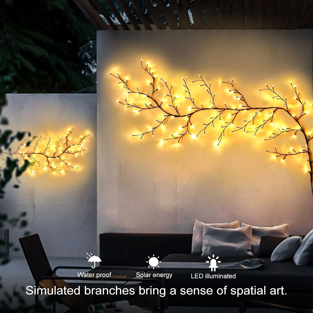 1pcs Solar Willow Vine Light 72/96 LED 8 Modes Waterproof
