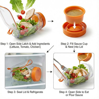 2-Pack 34oz Salad Jar Containers with Side Opening