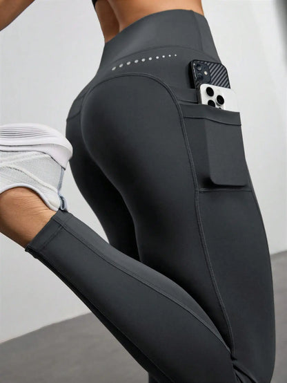 High Waist Casual Fitness Leggings With Pockets
