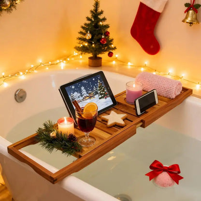 Teak Bathtub Caddy Tray Bath Tray for Tub