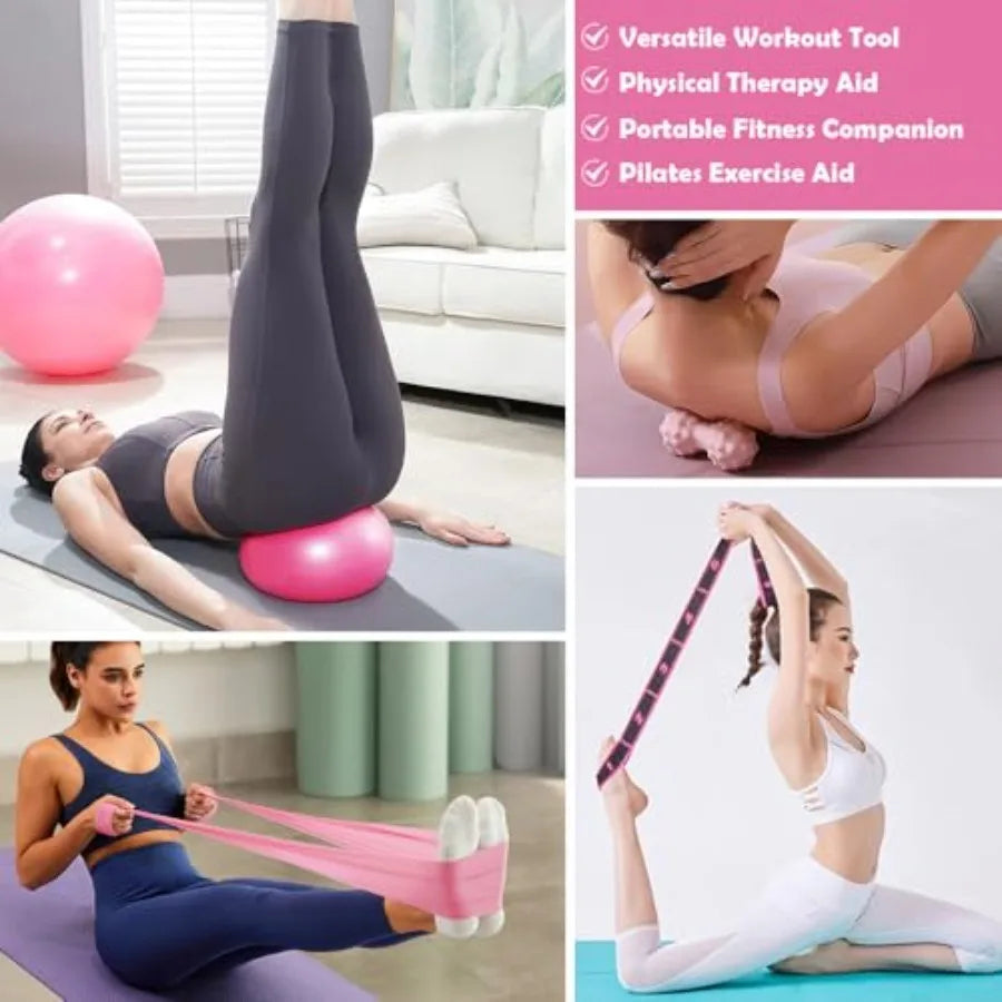 Pilates Ring Set with 14-Inch Magic Circle, Exercise Ball and 6 Resistance Bands