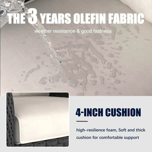 Luxury Outdoor Swivel Rocking Chair, 2-Piece Set With 6-inch Thick Cushion